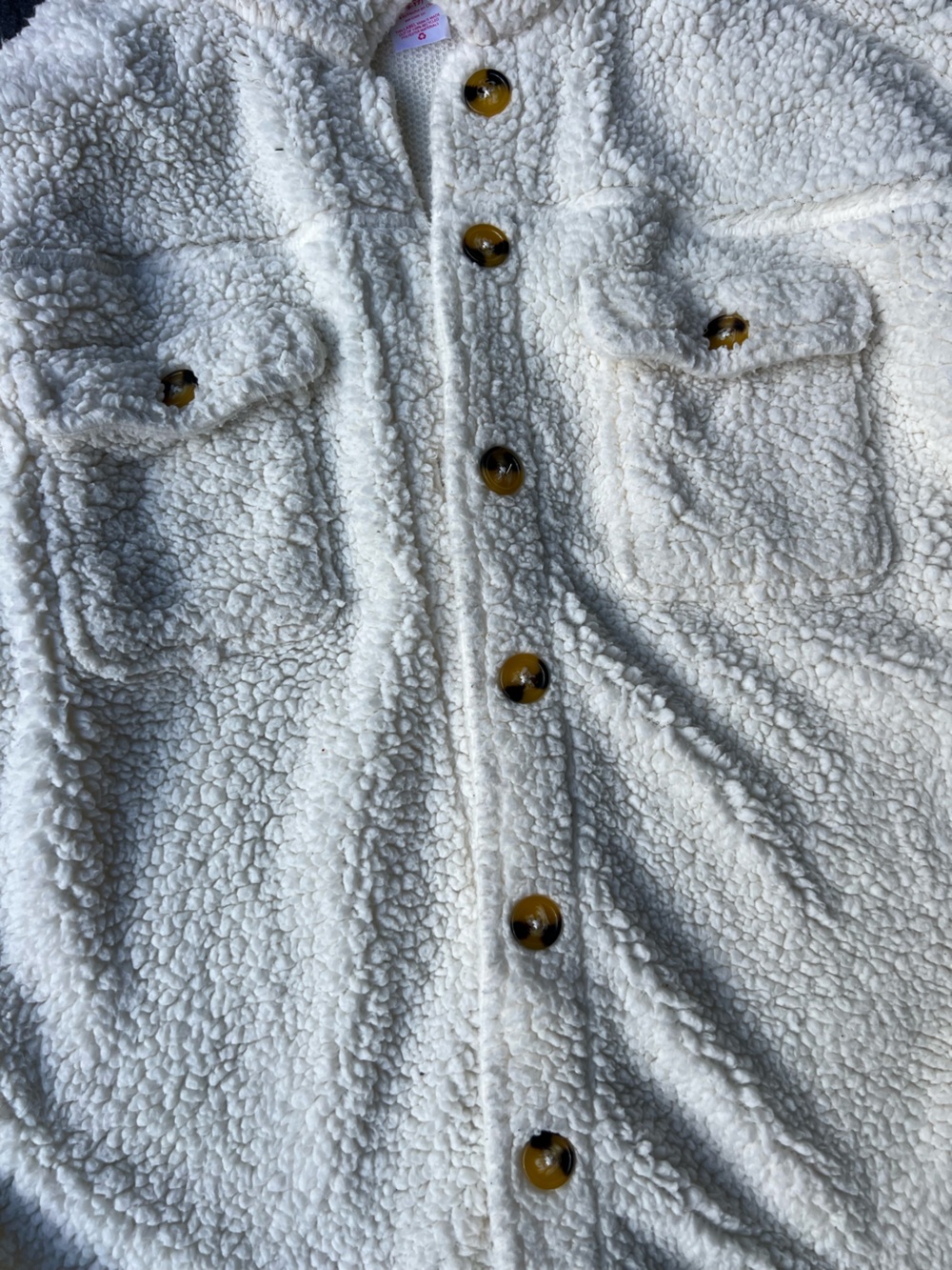 No Boundaries Cream Sherpa Button-Up Jacket Shirt - Picture 2 of 6
